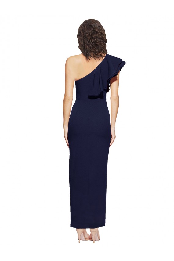 Dark Navy Stretch Crepe One Shoulder Long Sleeveless Formal Evening Gown / Prom Dress / Bridesmaid Dress Norwich
