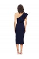 Dark Navy Stretch Crepe One Shoulder Midi Length Sleeveless Formal Evening Gown / Prom Dress / Bridesmaid Dress Norwich