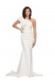 Sheath Ivory One Shoulder Sweep Train Sleeveless Semi Formal Evening Dress / Prom Dress / Bridesmaid Dress Norwich