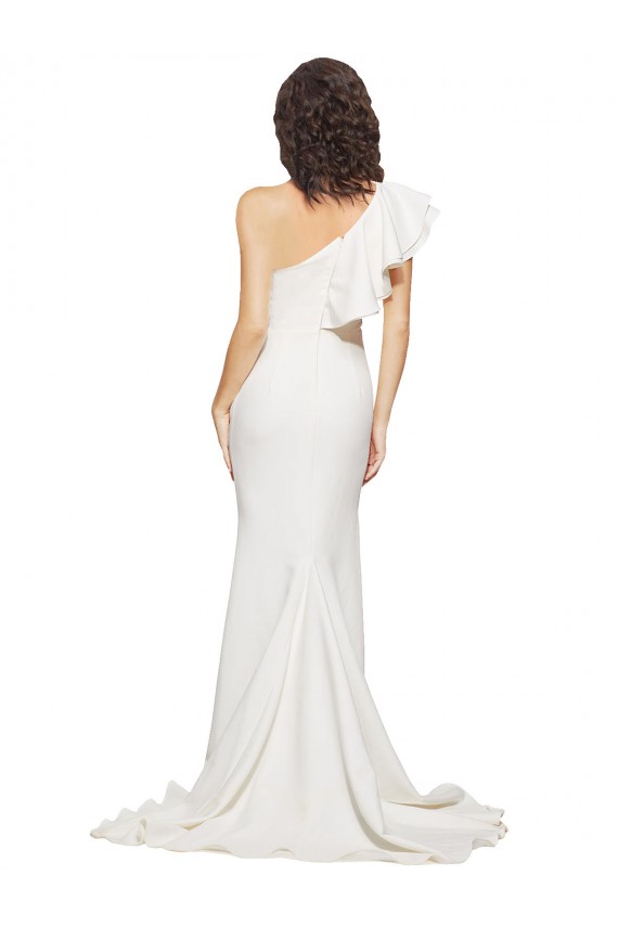 Sheath Ivory One Shoulder Sweep Train Sleeveless Semi Formal Evening Dress / Prom Dress / Bridesmaid Dress Norwich