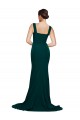 Midnight Green Stretch Crepe Square Neck Sweep Train Sleeveless Semi Formal Evening Dress / Prom Dress / Bridesmaid Dress Norwich