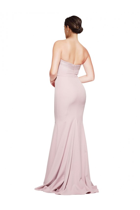Low Back Stretch Crepe Strapless Sweep Train Sleeveless Formal Evening Gown / Prom Dress / Bridesmaid Dress Norwich
