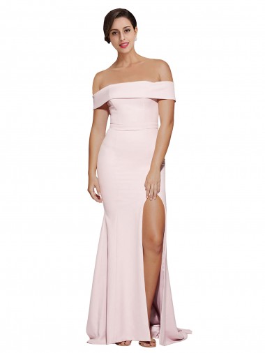 Low Back Stretch Crepe Square Neck Sweep Train Sleeveless Formal Evening Gown / Prom Dress / Bridesmaid Dress Norwich