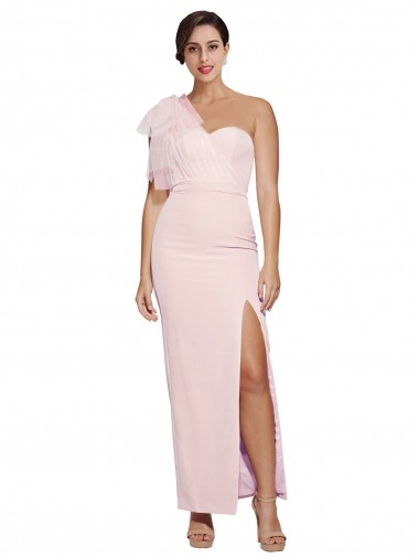 Low Back Stretch Crepe One Shoulder Long Sleeveless Formal Evening Gown / Prom Dress / Bridesmaid Dress Norwich