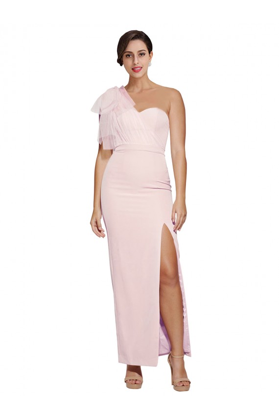 Low Back Stretch Crepe One Shoulder Long Sleeveless Formal Evening Gown / Prom Dress / Bridesmaid Dress Norwich