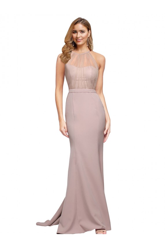 Dusty Pink Stretch Crepe Sweetheart Sweep Train Sleeveless Formal Evening Gown / Prom Dress / Bridesmaid Dress Norwich