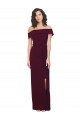 Low Back Burgundy Gold Stretch Crepe Off the Shoulder Long Sleeveless Formal Evening Gown / Prom Dress / Bridesmaid Dress Norwich