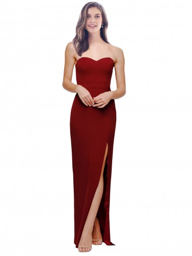 Low Back Stretch Crepe Sweetheart Long Sleeveless Bridesmaid Dress / Evening Dress Norwich