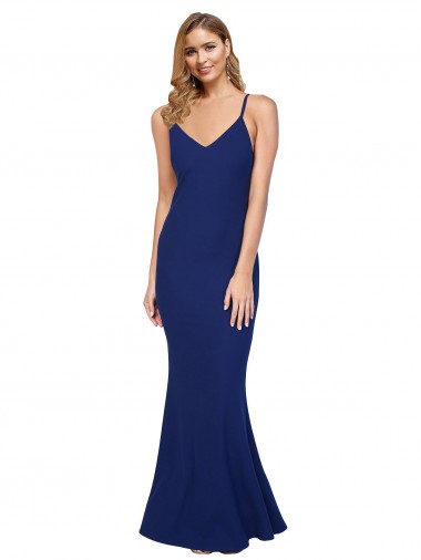 Open Back Stretch Crepe V-Neck Long Sleeveless Formal Dress / Bridesmaid Dress Norwich
