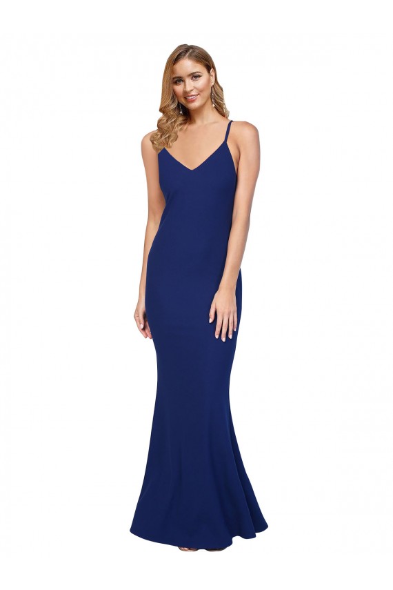 Open Back Stretch Crepe V-Neck Long Sleeveless Formal Dress / Bridesmaid Dress Norwich