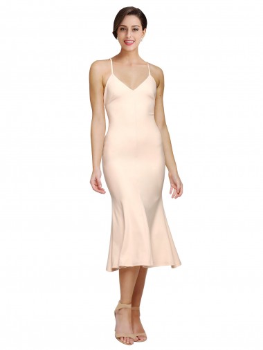 Open Back Stretch Crepe V-Neck Midi Length Sleeveless Evening Gown / Prom Dress / Bridesmaid Dress Norwich