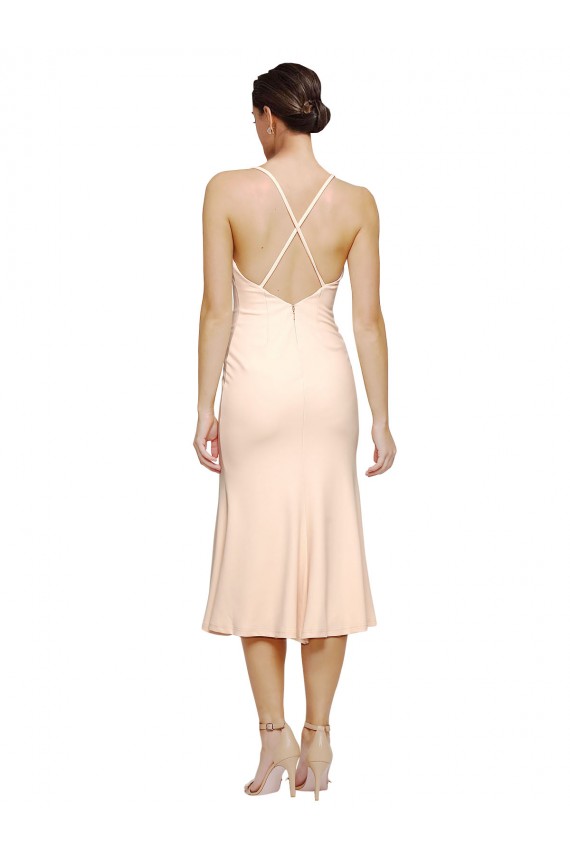 Open Back Stretch Crepe V-Neck Midi Length Sleeveless Evening Gown / Prom Dress / Bridesmaid Dress Norwich