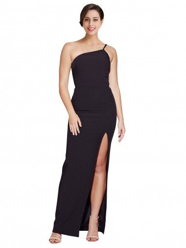 Black Stretch Crepe One Shoulder Long Sleeveless Formal Evening Gown / Prom Dress / Bridesmaid Dress Norwich