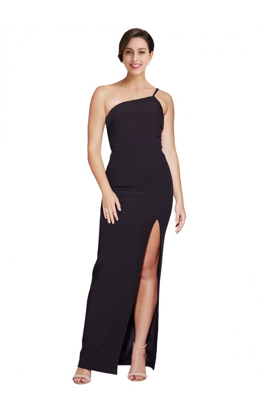 Black Stretch Crepe One Shoulder Long Sleeveless Formal Evening Gown / Prom Dress / Bridesmaid Dress Norwich