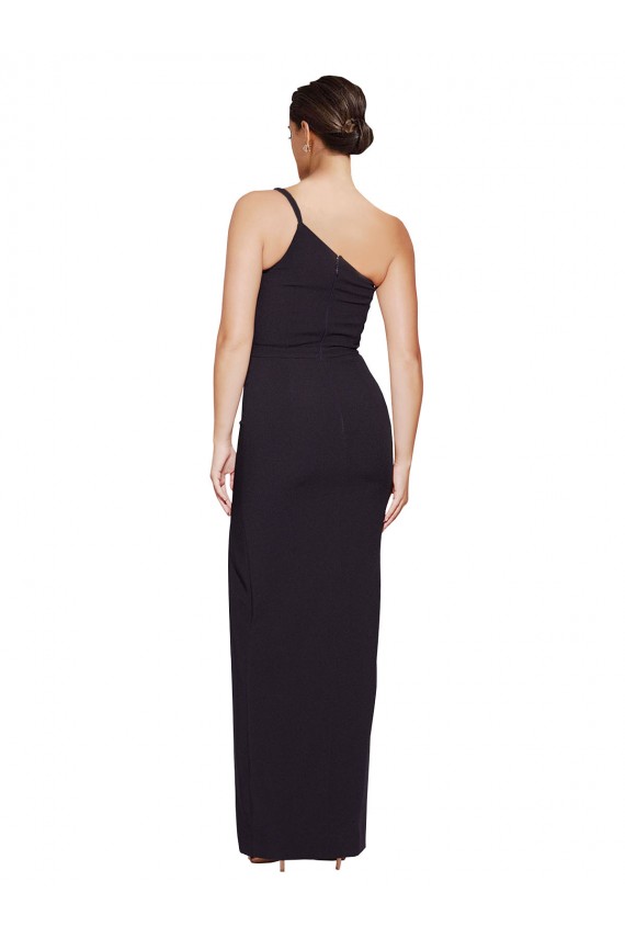 Black Stretch Crepe One Shoulder Long Sleeveless Formal Evening Gown / Prom Dress / Bridesmaid Dress Norwich