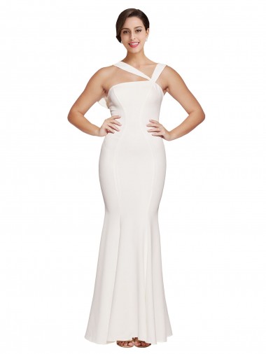 Low Back Ivory Stretch Crepe Square Neck Long Sleeveless Formal Evening Gown / Prom Dress / Bridesmaid Dress Norwich