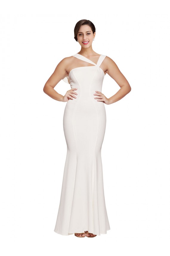 Low Back Ivory Stretch Crepe Square Neck Long Sleeveless Formal Evening Gown / Prom Dress / Bridesmaid Dress Norwich