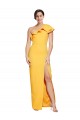 Saffron Stretch Crepe One Shoulder Long Sleeveless Formal Evening Gown / Prom Dress / Bridesmaid Dress Norwich