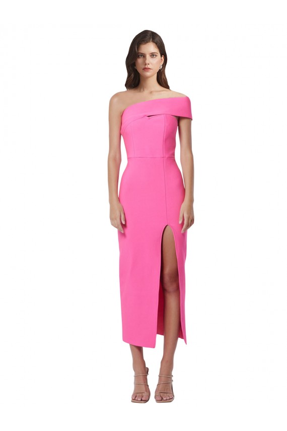 Stretch Crepe One Shoulder Midi Length Sleeveless Evening Gown / Prom Dress / Bridesmaid Dress Norwich