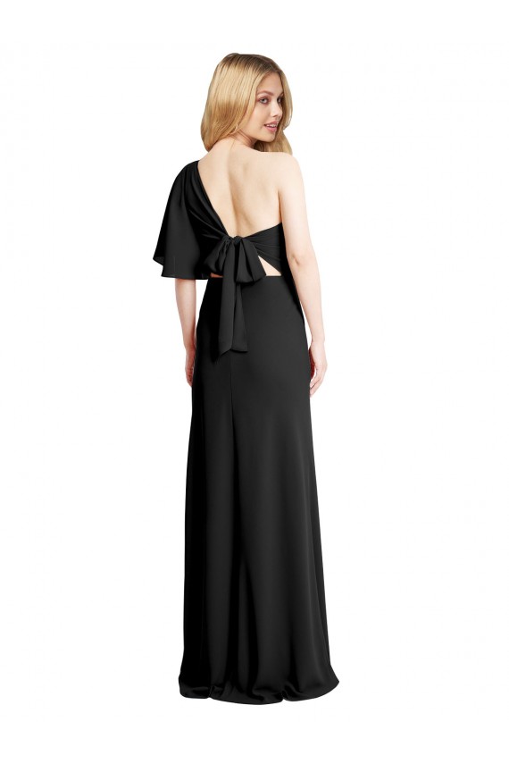 Stretch Crepe One Shoulder Long Flutter Sleeves Formal Evening Gown / Prom Dress / Bridesmaid Dress Norwich