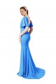 V-Back Stretch Crepe V-Neck Sweep Train Short Sleeves Prom Dress / Bridesmaid Dress Norwich