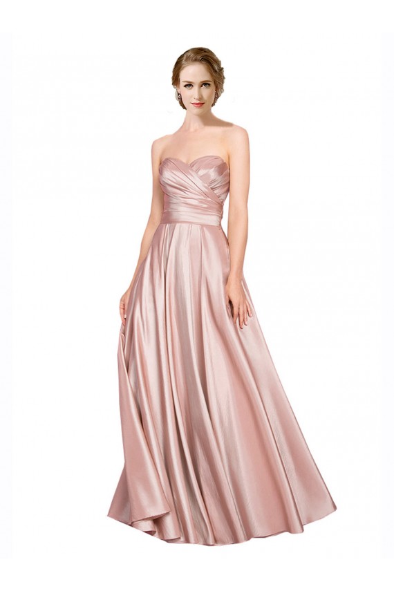 Low Back Stretch Satin Sweetheart Long Sleeveless Black Tie Evening Gown / Prom Dress / Bridesmaid Dress Norwich