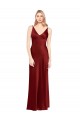 V-Back Burgundy Stretch Satin Spaghetti Straps Long Sleeveless Formal Evening Gown / Prom Dress / Bridesmaid Dress Norwich