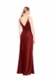 V-Back Burgundy Stretch Satin Spaghetti Straps Long Sleeveless Formal Evening Gown / Prom Dress / Bridesmaid Dress Norwich