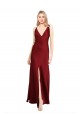 V-Back Stretch Satin V-Neck Long Sleeveless Black Tie Evening Gown / Prom Dress / Bridesmaid Dress Norwich