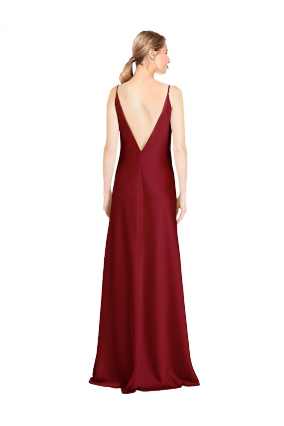 V-Back Stretch Satin V-Neck Long Sleeveless Black Tie Evening Gown / Prom Dress / Bridesmaid Dress Norwich