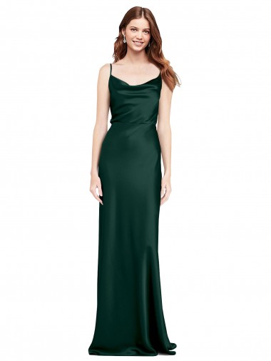 V-Back Stretch Satin Cowl Neck Long Sleeveless Black Tie Evening Gown / Prom Dress / Bridesmaid Dress Norwich