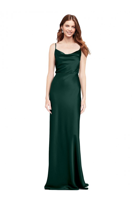 V-Back Stretch Satin Cowl Neck Long Sleeveless Black Tie Evening Gown / Prom Dress / Bridesmaid Dress Norwich