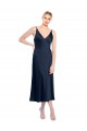 V-Back Stretch Satin V-Neck Midi Length Sleeveless Formal Evening Gown / Prom Dress / Bridesmaid Dress Norwich