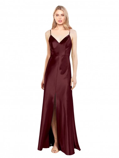 Stretch Satin Spaghetti Straps Long Sleeveless Bridesmaid Dress / Evening Dress Norwich