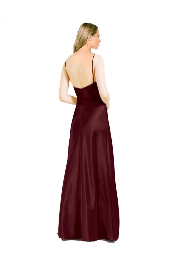 Stretch Satin Spaghetti Straps Long Sleeveless Bridesmaid Dress / Evening Dress Norwich