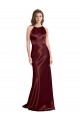 Burgundy Gold Stretch Satin Spaghetti Straps Long Sleeveless Formal Evening Gown / Prom Dress / Bridesmaid Dress Norwich