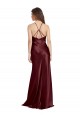 Burgundy Gold Stretch Satin Spaghetti Straps Long Sleeveless Formal Evening Gown / Prom Dress / Bridesmaid Dress Norwich