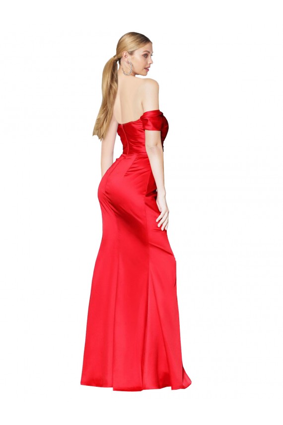 Stretch Satin Off the Shoulder Long Sleeveless Formal Evening Gown / Prom Dress / Bridesmaid Dress Norwich