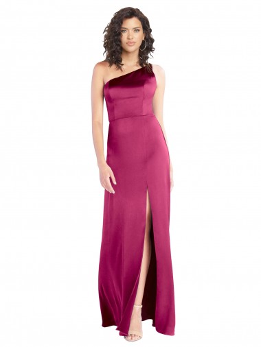 Open Back Fuchsia Stretch Satin One Shoulder Long Sleeveless Formal Evening Gown / Prom Dress / Bridesmaid Dress Norwich