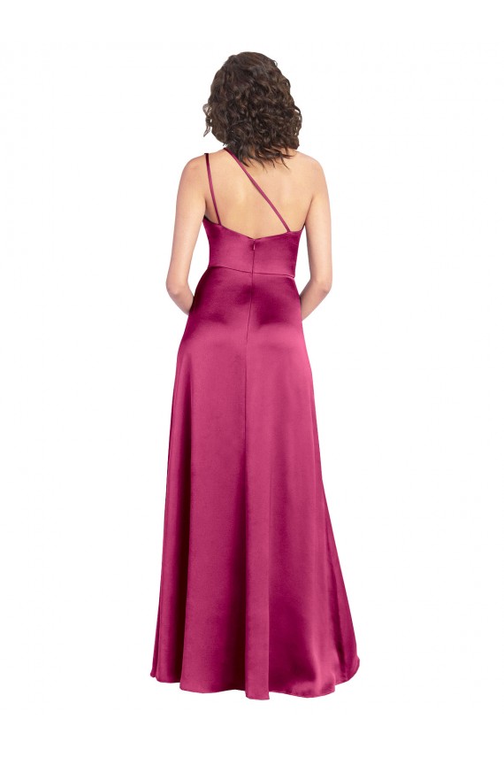 Open Back Fuchsia Stretch Satin One Shoulder Long Sleeveless Formal Evening Gown / Prom Dress / Bridesmaid Dress Norwich