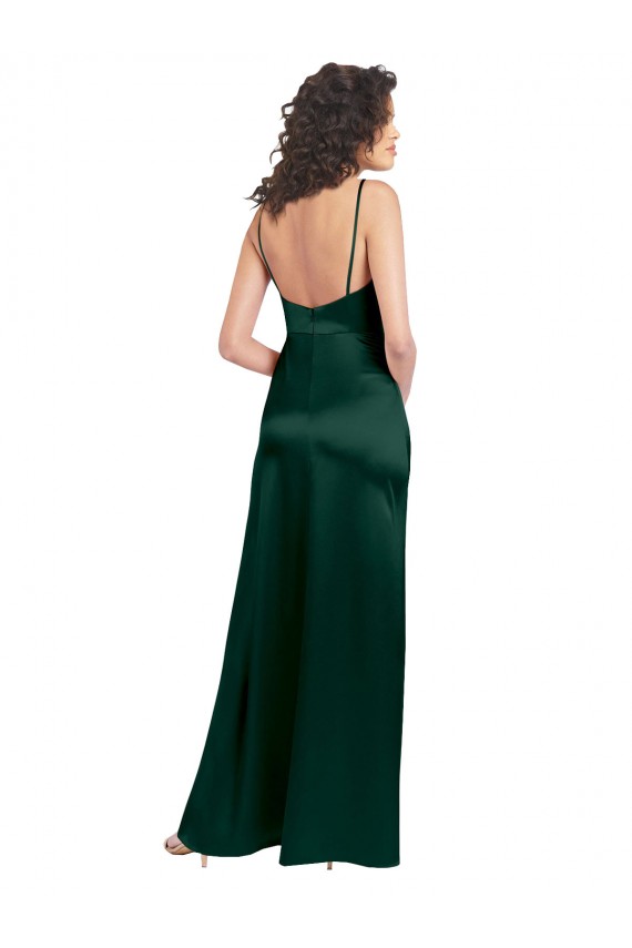 Open Back Hunter Stretch Satin Scoop Neck Long Sleeveless Formal Evening Gown / Prom Dress / Bridesmaid Dress Norwich
