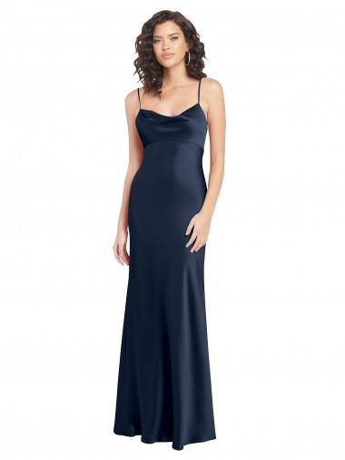 Open Back Stretch Satin Cowl Neck Long Sleeveless Black Tie Evening Gown / Prom Dress / Bridesmaid Dress Norwich