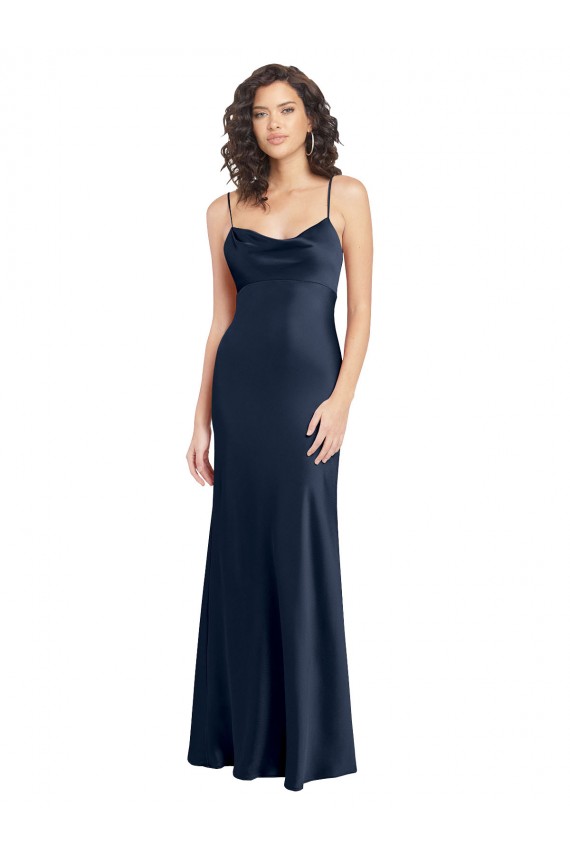 Open Back Stretch Satin Cowl Neck Long Sleeveless Black Tie Evening Gown / Prom Dress / Bridesmaid Dress Norwich