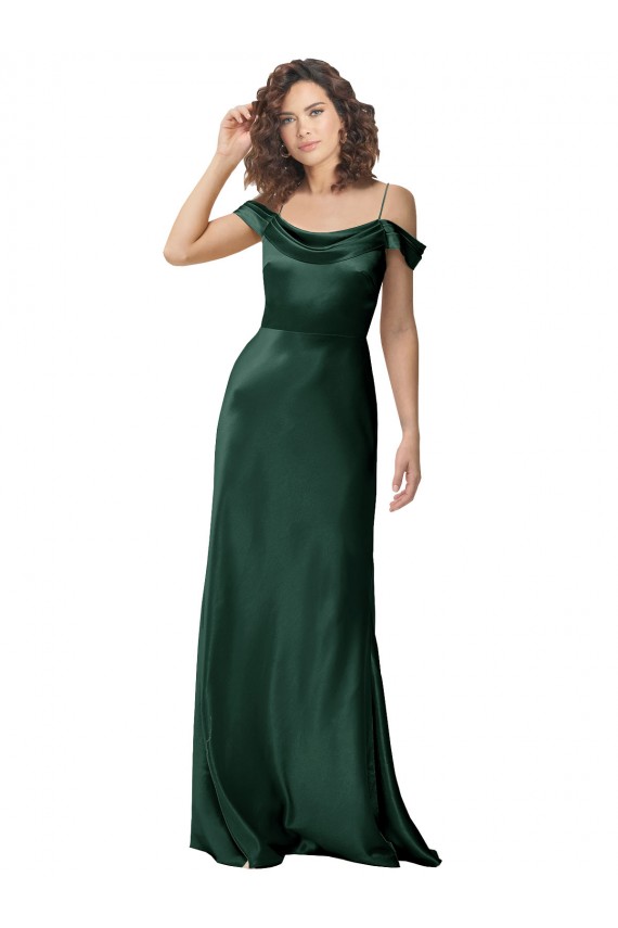 V-Back Stretch Satin Off the Shoulder Long Sleeveless Formal Evening Gown / Prom Dress / Bridesmaid Dress Norwich