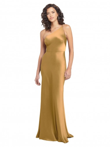 Stretch Satin One Shoulder Long Sleeveless Formal Evening Gown / Prom Dress / Bridesmaid Dress Norwich