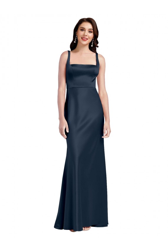 Low Back Stretch Satin Square Neck Long Sleeveless Formal Evening Gown / Prom Dress / Bridesmaid Dress Norwich