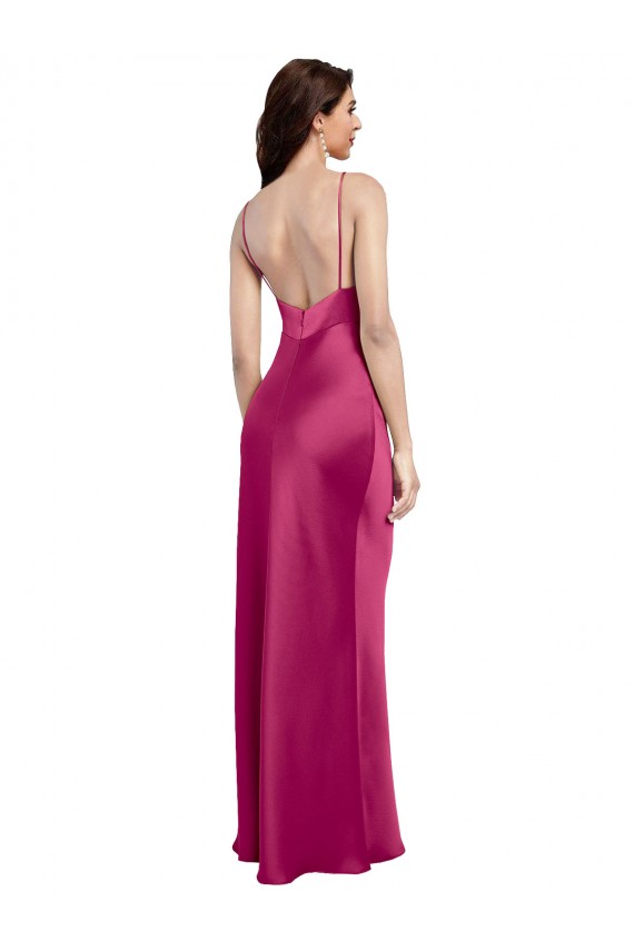 Low Back Stretch Satin Spaghetti Straps Long Sleeveless Formal Evening Dress / Bridesmaid Dress Norwich