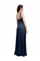 Low Back Dark Navy Stretch Satin Cowl Neck Long Sleeveless Formal Evening Gown / Prom Dress / Bridesmaid Dress Norwich