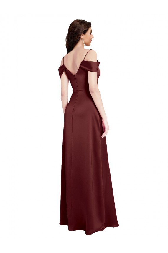 Stretch Satin Off the Shoulder Long Sleeveless Formal Dress / Bridesmaid Dress Norwich