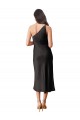 Stretch Satin One Shoulder Midi Length Sleeveless Black Tie Evening Dress / Prom Dress / Bridesmaid Dress Norwich